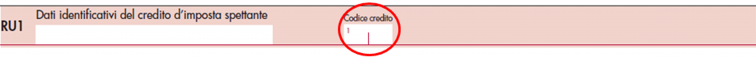 immagine del modello Redditi SC 2021- rigo RU 1 utilizzo crediti