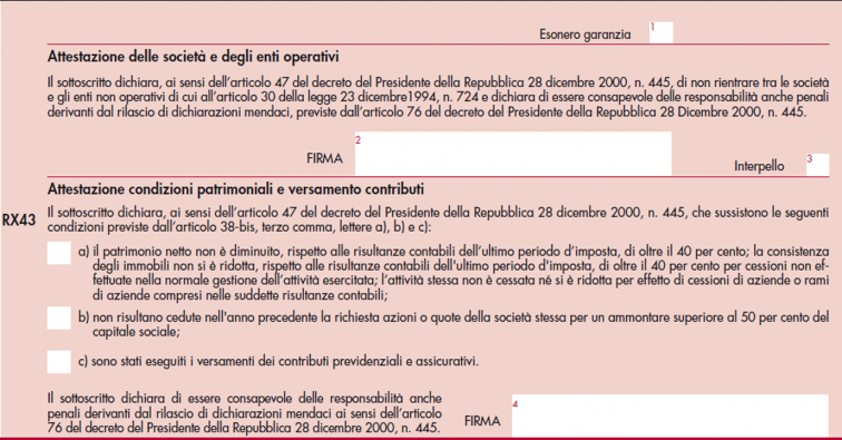 immagine del modello Redditi SC 2021- quadro RX, sezioni II e III