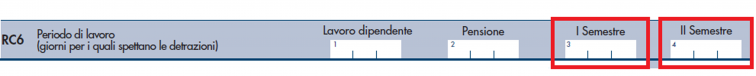 modello redditi PF 2021- rigo RC6 I e II semestre