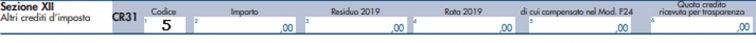modello redditi PF 2021- rigo CR31 con inserito il codice 5