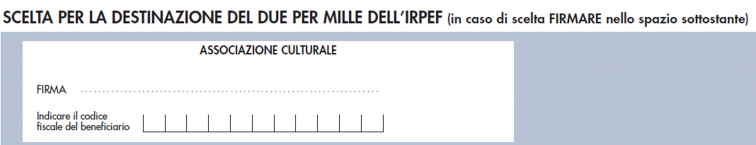 modello redditi PF 2021- rigo per la firma e il codice fiscale dell'associazione culturale