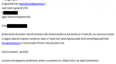 Nuovo tentativo di phising su “eliminazioni periodiche” Iva