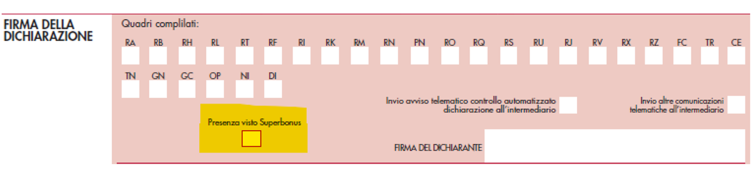 frontespizio con nuova casella da barrare in presenza del visto di conformità