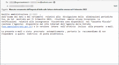 Nuovo allarme dall’Agenzia, tentativi di phishing in azione