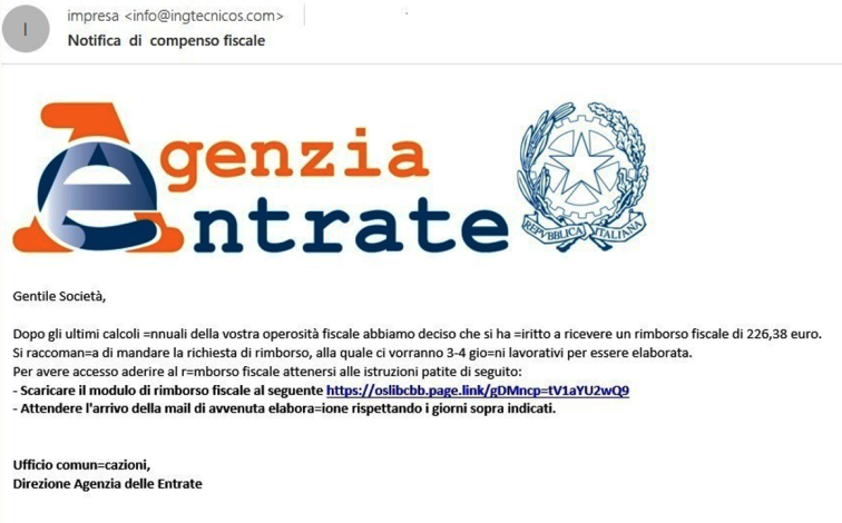 immagine di un falso messaggio Phishing