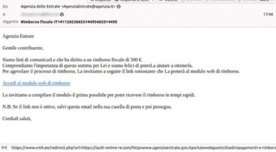 False comunicazioni sui rimborsi, ennesima campagna di phishing