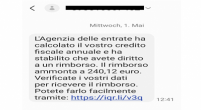 Attenzione allo “smishing”, falsi rimborsi che corrono via sms
