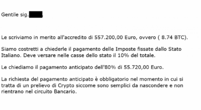 Richiesta imposte su criptovalute, attenzione è un nuovo phishing