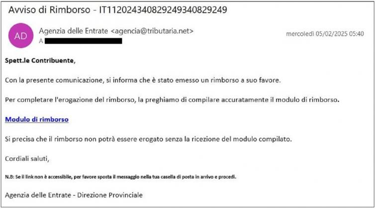 Falsi rimborsi fiscali: nuova ondata di phishing
